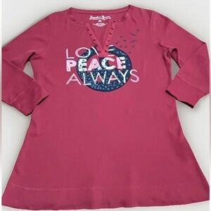 LUCKY BRAND Thermal Shirt - Peace Stretch 3/4-sleeves V-neck